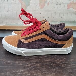 BRAND NEW Vans Old Skool Pig Suede Plaid Glazed Ginger Women's Size 9.0